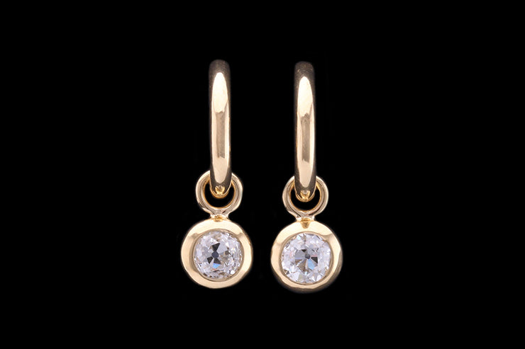 18ct Yellow Gold Diamond Hoop Drop Earrings