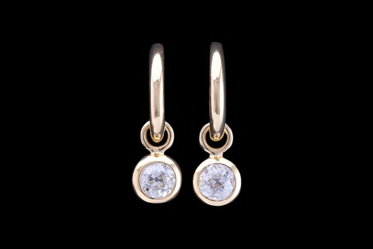 18ct Yellow Gold Diamond Hoop Drop Earrings