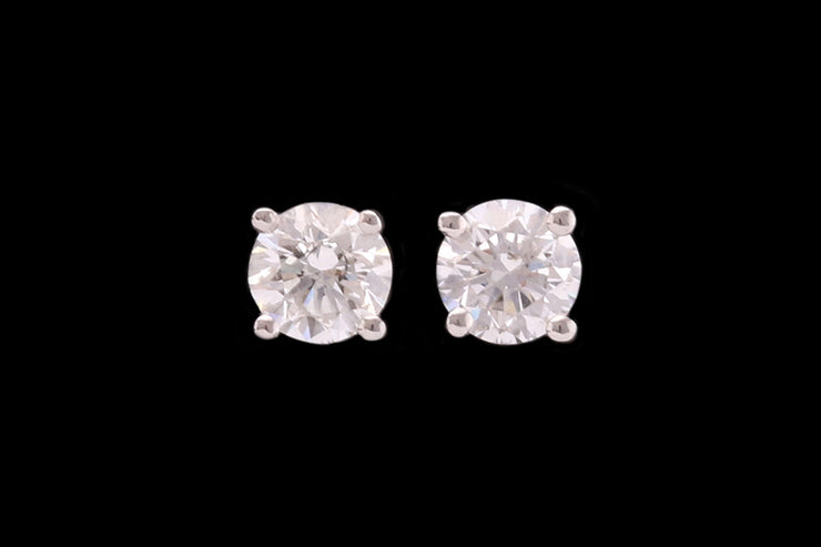 18ct White Gold Diamond Solitaire Stud Earrings