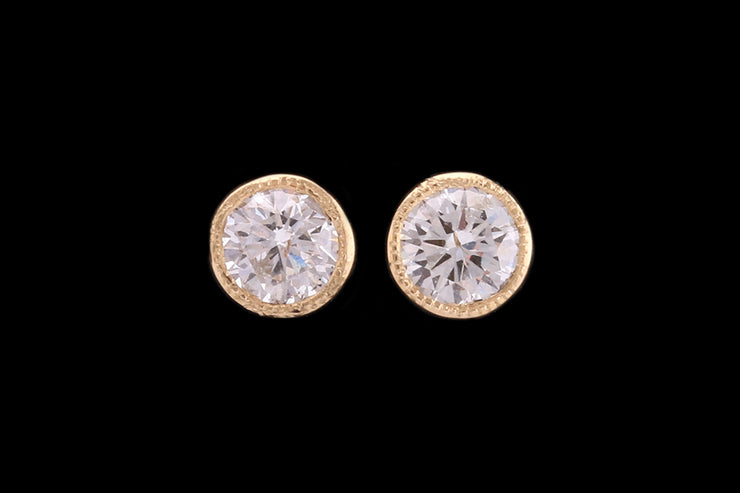 18ct Yellow Gold Diamond Solitaire Stud Earrings