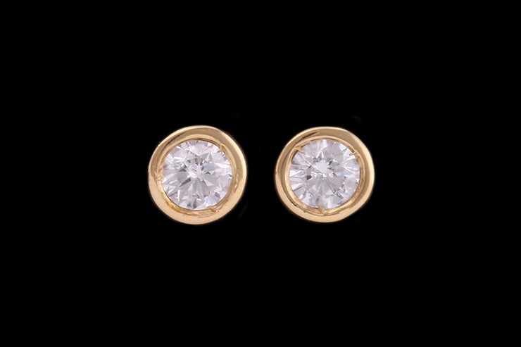 18ct Yellow Gold Diamond Solitaire Stud Earrings