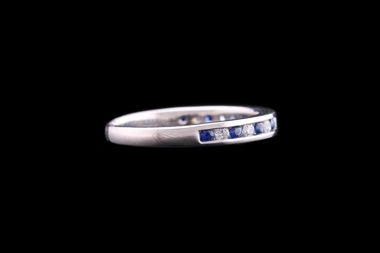 Platinum Diamond and Sapphire Half Eternity Ring