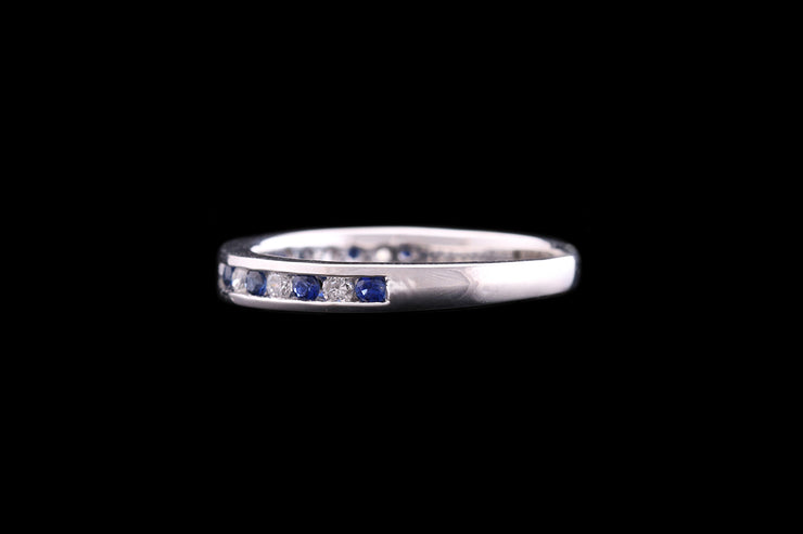 Platinum Diamond and Sapphire Half Eternity Ring