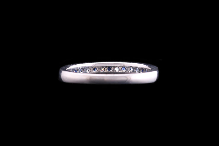 Platinum Diamond and Sapphire Half Eternity Ring