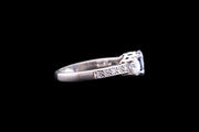 Platinum Diamond and Sapphire Three Stone Ring