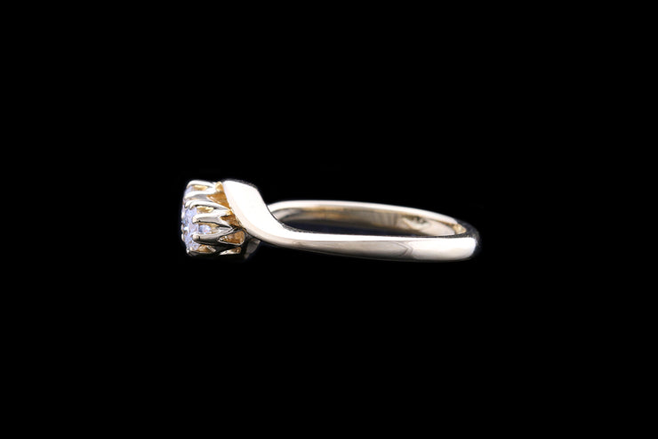 18ct Yellow Gold Diamond Two Stone Twist Ring