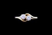 18ct Yellow Gold Diamond Two Stone Twist Ring