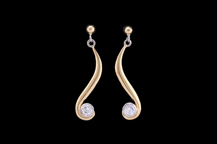 18ct Yellow Gold Diamond Drop Earrings