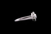 Art Deco Platinum Diamond Octagonal Dress Ring with Diamond Shoulders