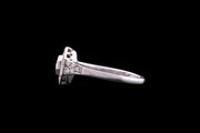 Art Deco Platinum Diamond Octagonal Dress Ring with Diamond Shoulders