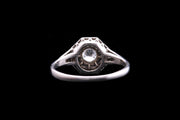 Art Deco Platinum Diamond Octagonal Dress Ring with Diamond Shoulders