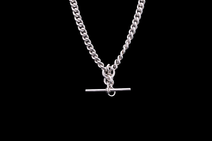 Art Deco Sterling Silver Double Albert Chain