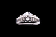 Platinum Diamond Single Stone Ring with Diamond Shoulders