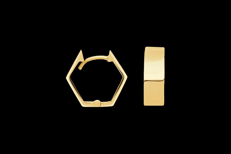 9ct Yellow Gold Hexagonal Hoop Earrings