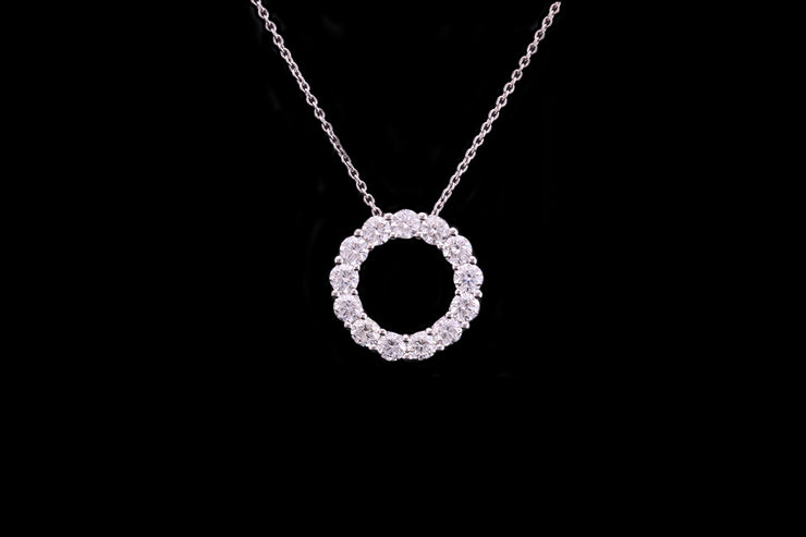 18ct White Gold Diamond Halo Pendant