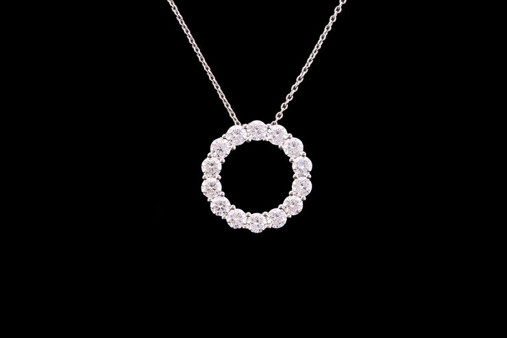 18ct White Gold Diamond Halo Pendant