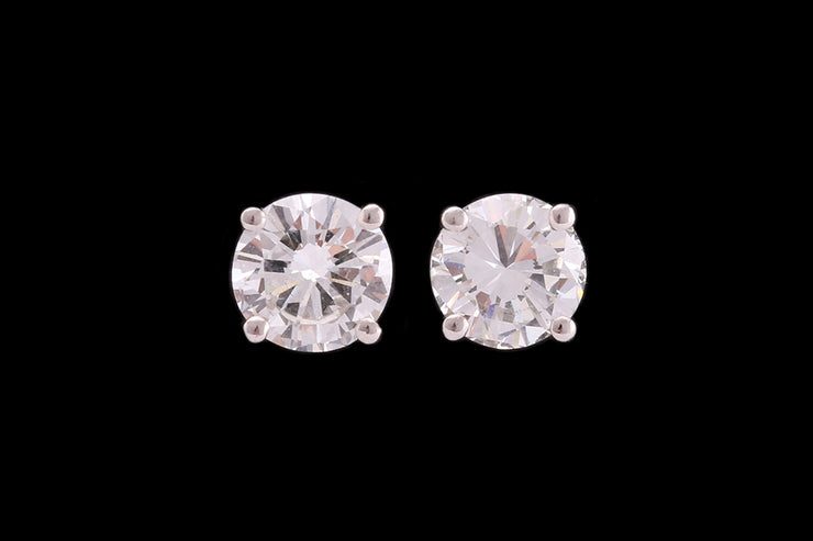 18ct White Gold Diamond Solitaire Stud Earrings