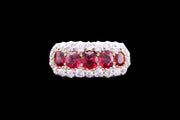 Edwardian 18ct Yellow Gold Diamond and Ruby Five Stone Cluster Ring