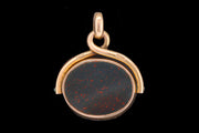 Victorian 15ct Yellow Gold Carnelian and Bloodstone Swivel Fob