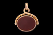 Victorian 15ct Yellow Gold Carnelian and Bloodstone Swivel Fob