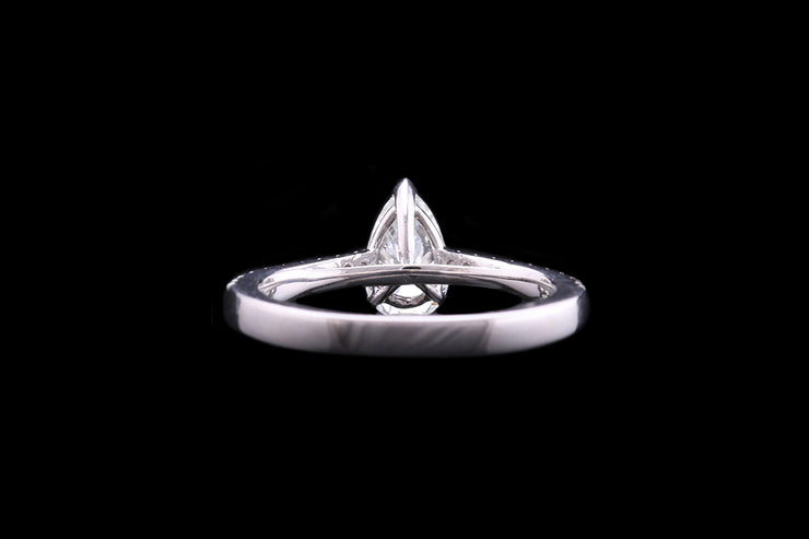 Platinum Diamond Single Stone Ring with Diamond Shoulders