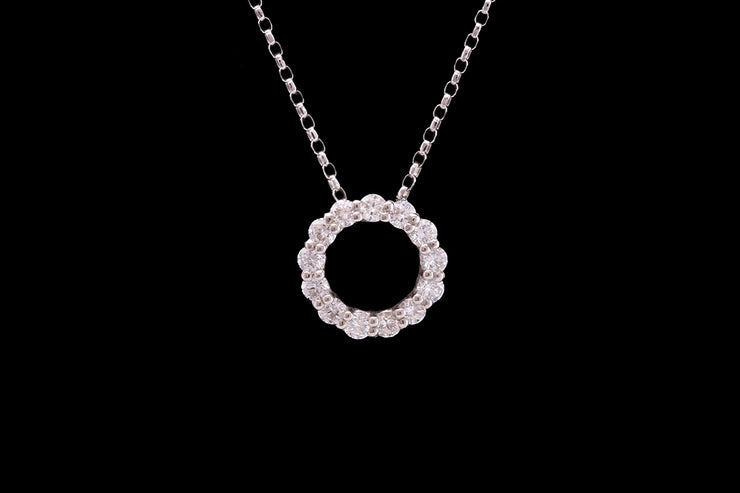 18ct White Gold Diamond Halo Pendant