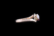 Victorian 18ct Yellow Gold Diamond and Ruby Two Stone Twist Ring