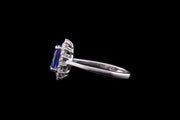 Platinum Diamond and Tanzanite Oval Cluster Ring