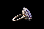 18ct Yellow Gold Diamond and Amethyst Oval Cluster Ring