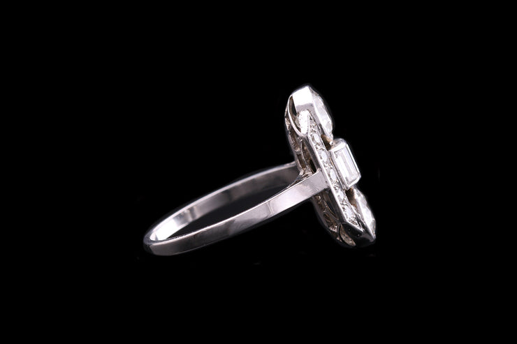 French Art Deco Platinum Diamond Dress Ring