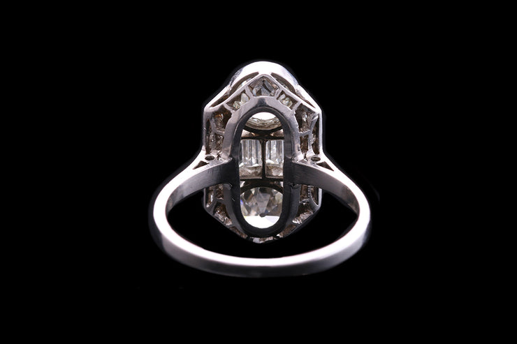 French Art Deco Platinum Diamond Dress Ring