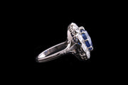 Platinum Diamond and Sapphire Cluster Ring