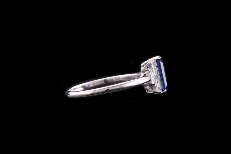 Platinum Diamond and Sapphire Dress Ring