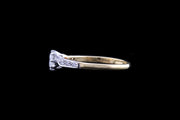 18ct Yellow Gold and White Gold Diamond Single Stone Ring with Diamond Shoulders