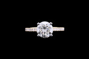 18ct Yellow Gold Diamond Single Stone Ring with Diamond Shoulders