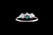 Art Deco Platinum Diamond and Emerald Three Stone Ring