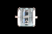 Platinum Diamond and Aquamarine Dress Ring with Diamond Shoulders