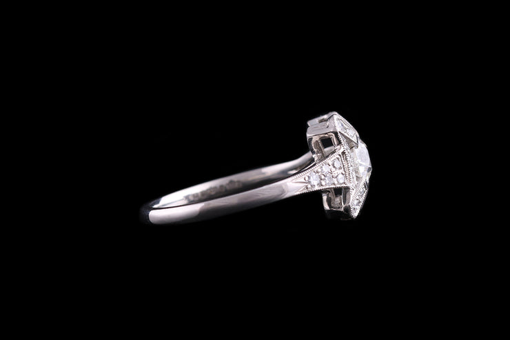 Platinum Diamond Dress Ring with Diamond Shoulders