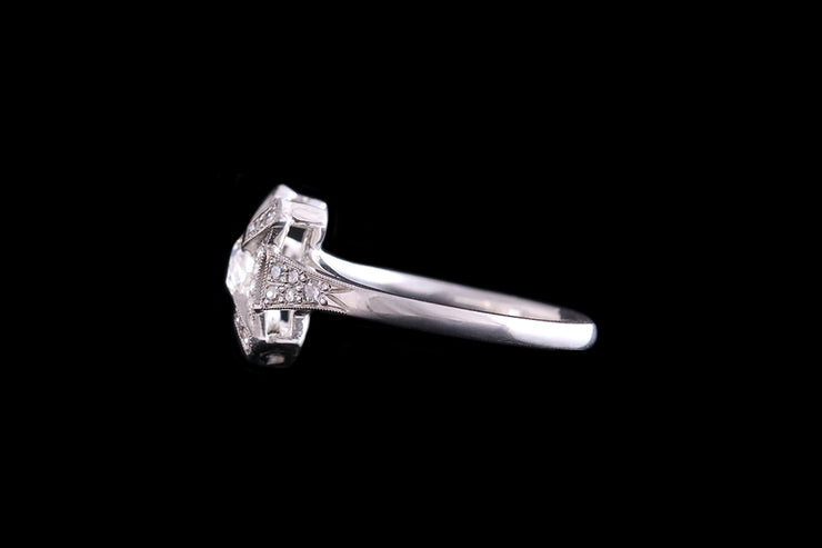 Platinum Diamond Dress Ring with Diamond Shoulders