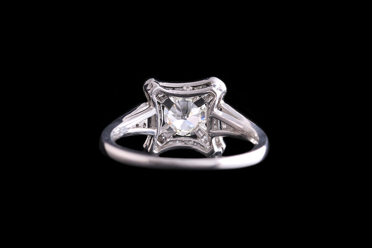 Platinum Diamond Dress Ring with Diamond Shoulders