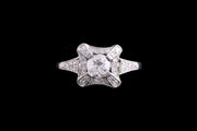 Platinum Diamond Dress Ring with Diamond Shoulders