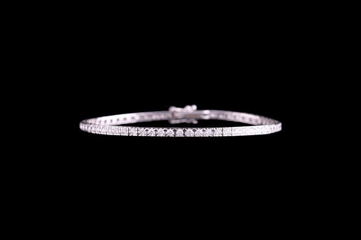 18ct White Gold Diamond Line Bracelet