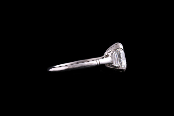 Platinum Diamond Single Stone Ring with Diamond Shoulders