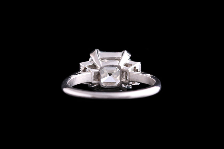 Platinum Diamond Single Stone Ring with Diamond Shoulders