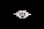 Platinum Diamond Single Stone Ring with Diamond Shoulders