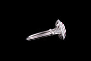 Platinum Diamond and Ruby Square Dress Ring with Diamond Shoulders