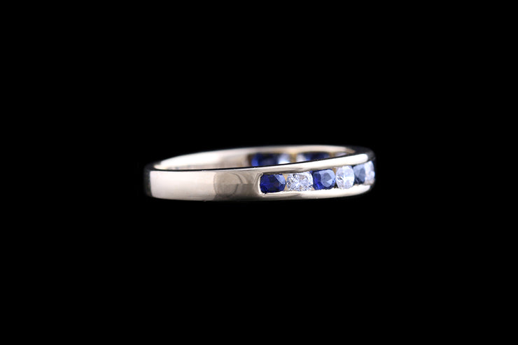 18ct Yellow Gold Diamond and Sapphire Half Eternity Ring