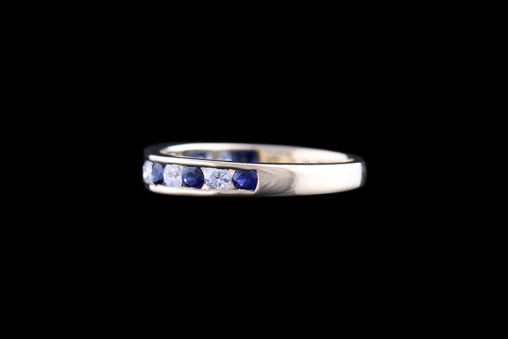 18ct Yellow Gold Diamond and Sapphire Half Eternity Ring