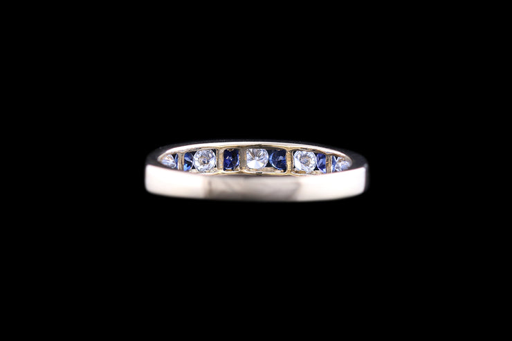 18ct Yellow Gold Diamond and Sapphire Half Eternity Ring