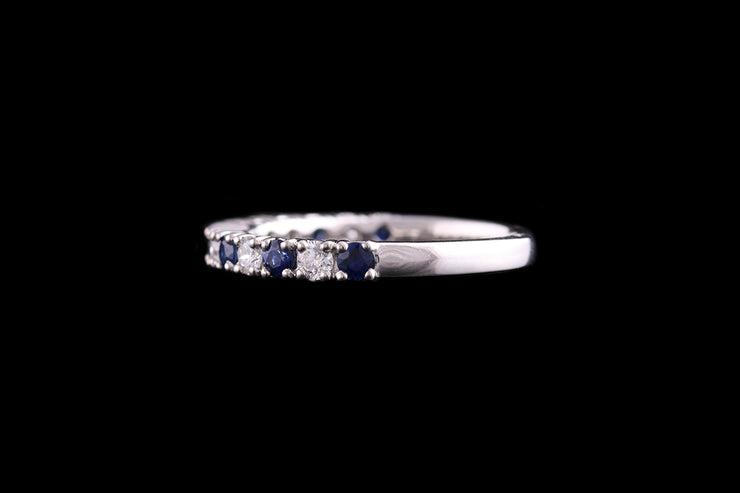 Platinum Diamond and Sapphire Half Eternity Ring